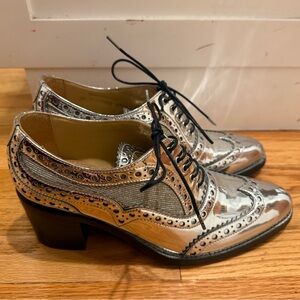 Stylish Silver Women's Brogue Loafers